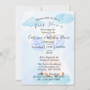 It's A Boy sweet baby lamb with balloons Invitatio Invitation