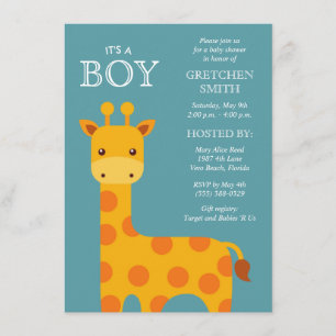 It's a Boy Sweet Giraffe Baby Shower Invitation