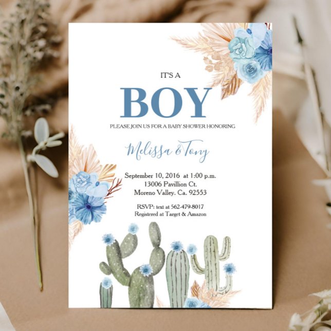 It's A boy Taco 'bout Love Blue Floral BABY Shower Invitation (Creator Uploaded)