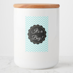 Its a boy Teal Baby Shower Glass Mason Jar Label