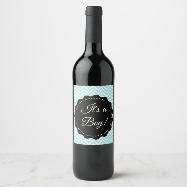 Its a boy  Teal Baby Shower Wine  Bottle Labels (Front)