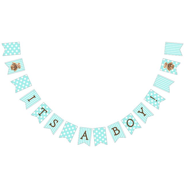 It's a Boy Teal Teddy Bear Baby Shower Bunting (All)