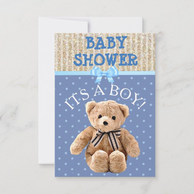 Its a Boy Teddy Bear Baby Shower Invitations (Front)