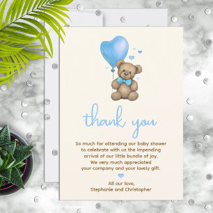 It's a Boy Teddy Bear Baby Shower Thank You Card