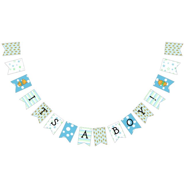 It's a Boy, Teddy Bear  Blue Baby Shower Bunting (All)