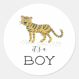It's a Boy Tiger Classic Round Sticker