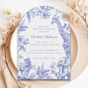 It's a Boy Toile Safari Baby Shower Arch Invitation