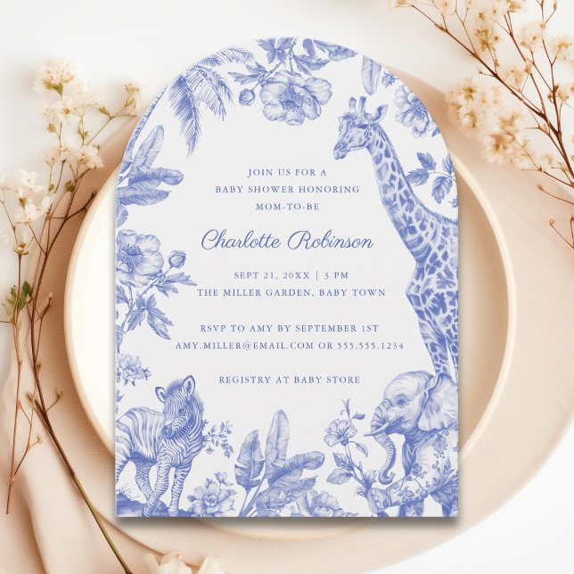 It's a Boy Toile Safari Baby Shower Arch Invitation (It's a Boy Toile Safari Baby Shower Arch Invitation)