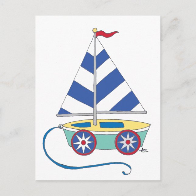 It's a boy! Toy Sailboat Postcard (Front)