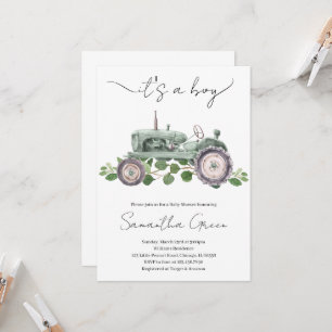 It's a Boy Tractor Baby Shower Invitation