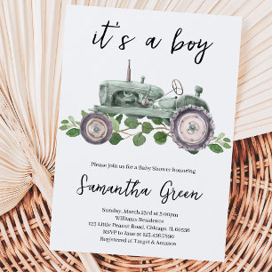 It's a Boy Tractor Baby Shower Invitation
