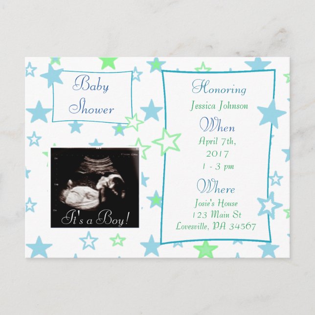 It's a Boy,  Ultrasound Pic Baby Shower Invitation (Front)