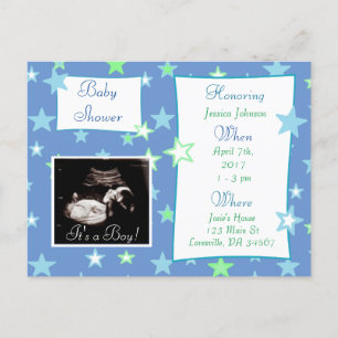 It's a Boy,  Ultrasound Pic Baby Shower Invitation Postcard