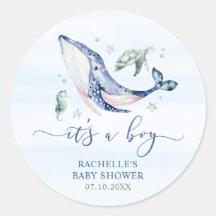 It's a Boy Under the Sea Baby Shower Classic Round Sticker