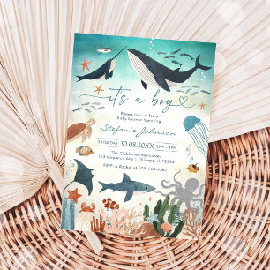 It's A Boy Under The Sea Baby Shower Invitation