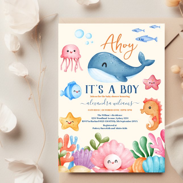 It's a Boy Under the Sea Baby Shower  Invitation (Creator Uploaded)