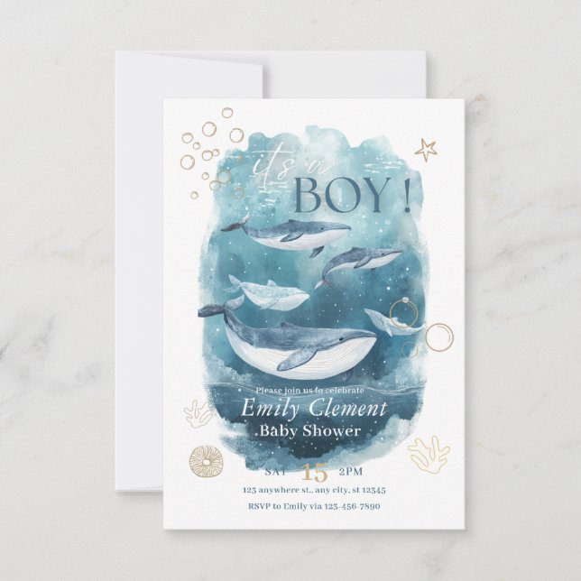 It's a Boy Under the Sea Baby Shower Invite  (Front)