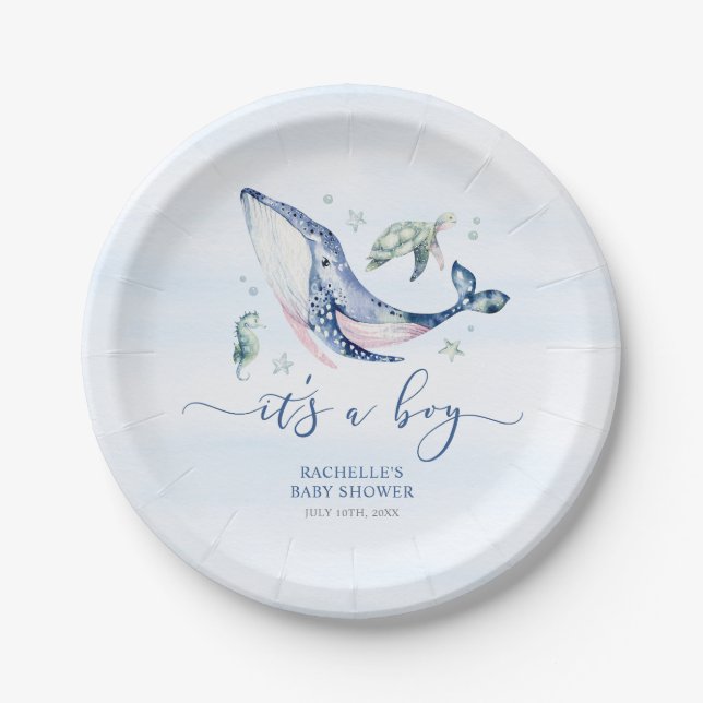 It's a Boy Under the Sea Baby Shower Paper Plate (Front)