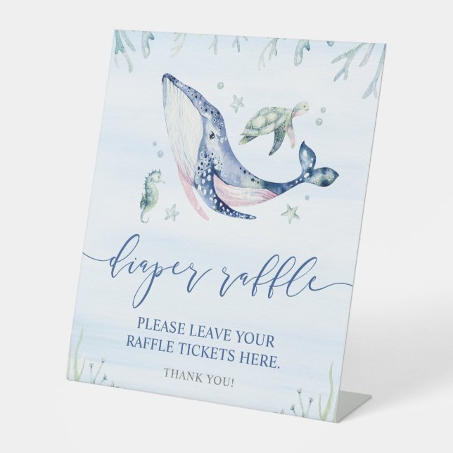 It's a Boy Under the Sea Diaper Raffle Pedestal Sign (Front)