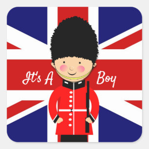 It's A Boy Union Jack Theme Baby Shower Square Sticker