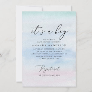 Its a boy. Watercolor blue nautical baby shower Invitation