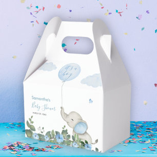 Its A Boy Watercolor Elephant Greenery Baby Shower Favour Box