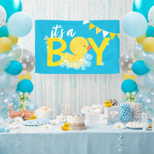 It's a Boy Watercolor Rubber Duck Baby Shower Banner