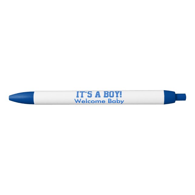 It's A Boy Welcome Baby Announcements Blue Ink Pen (Front)