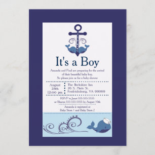 It's A Boy Whale Baby Shower Invitation