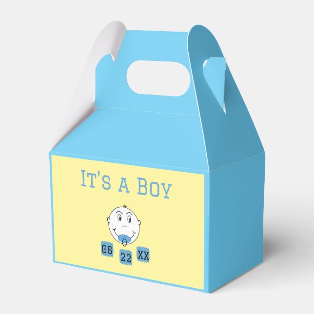 It's a Boy! with Custom Birth Date Favour Box (Back Side)