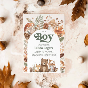 It's a Boy! Woodland Animal Baby Shower Invitation
