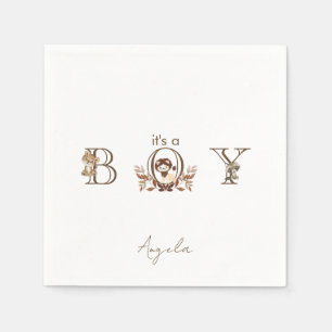 It's A Boy Woodland Animals Baby Shower Napkin