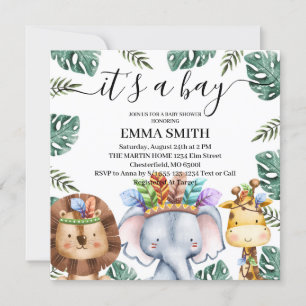 It's a Boy Woodland Animals Forest Baby Shower Invitation