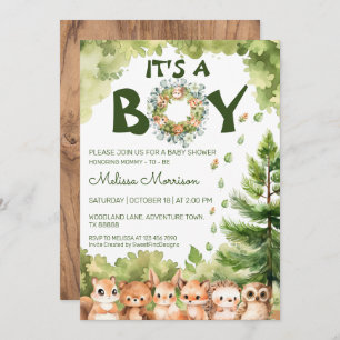 It's a Boy Woodland Baby Boy Shower Invitation