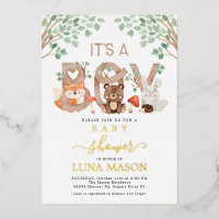 Its a Boy Woodland Baby Shower Invitation
