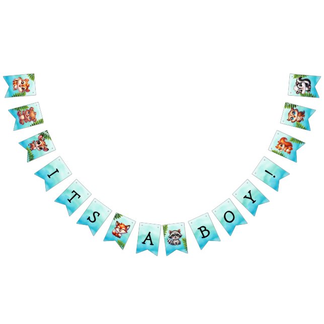 It's a Boy  | Woodland Creatures Baby Shower Bunting (All)