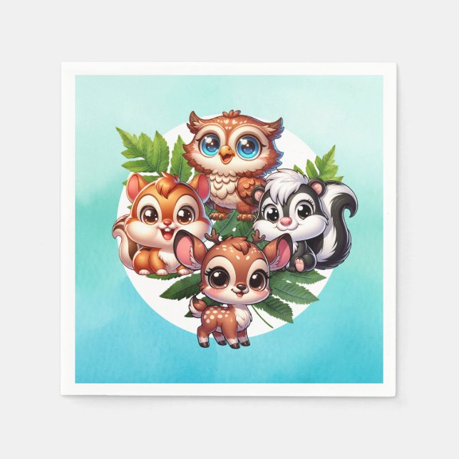 It's a Boy | Woodland Creatures Baby Shower Napkin (Front)