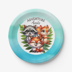 It's a Boy Woodland Creatures Baby Shower Paper Plate