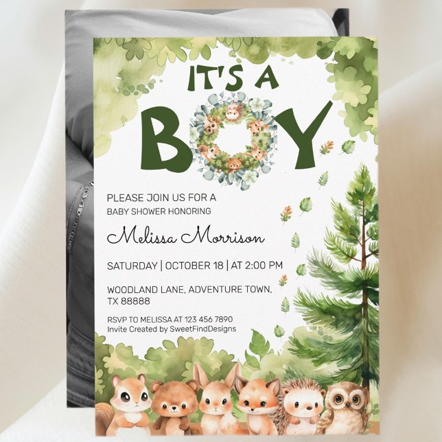 It's A Boy Woodland Paradise Baby Boy Shower Invitation (It's A Boy Woodland Paradise Baby Boy Shower Invitation)