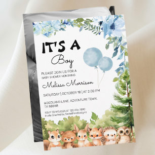 It's A Boy Woodland Photo Boy Baby Shower Invitation