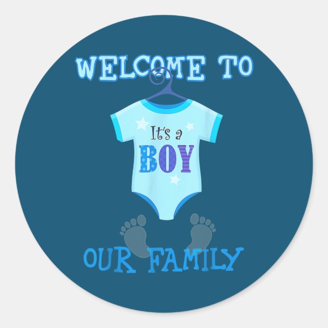 Its A Boys Baby Shower Party News Baby Gift Dad Classic Round Sticker (Front)