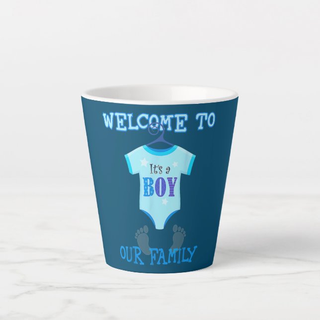 Its A Boys Baby Shower Party News Baby Gift Dad Latte Mug (Front)