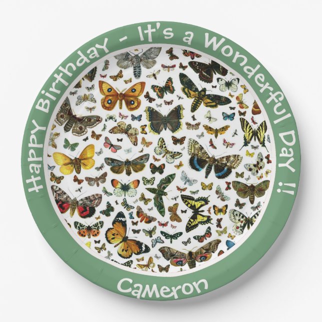 It's a Butterfly Birthday, Collage Items for Party Paper Plate (Front)