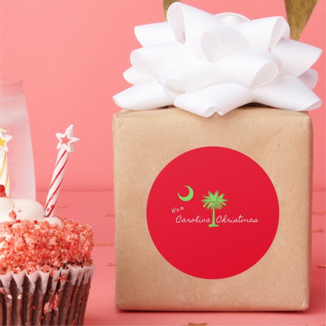 It's A Carolina Christmas South Carolina Holiday  Classic Round Sticker (Party)