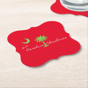 It's A Carolina Christmas South Carolina Holiday  Paper Coaster
