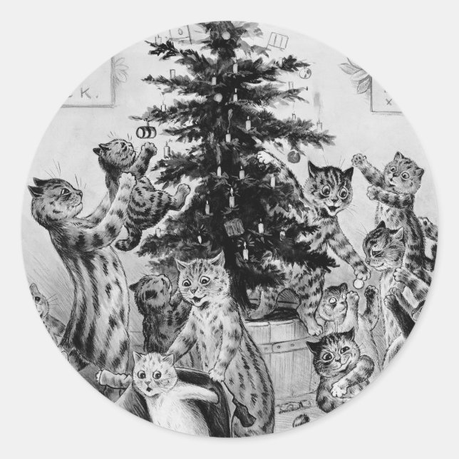 It's a Cat's Christmas - Louis Wain Stickers (Front)