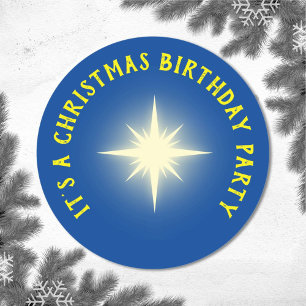 It's a Christmas Birthday Party Star Classic Round Sticker