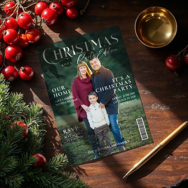 It's A Christmas Party Family Photo Magazine Cover Holiday Card (It's A Christmas Party Family Photo Magazine Cover Holiday Card)