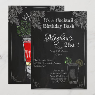 It's a Cocktail Birthday Bash 21st Invitation