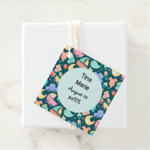 It's a Colourful Baby Shower Dark Favour Tags